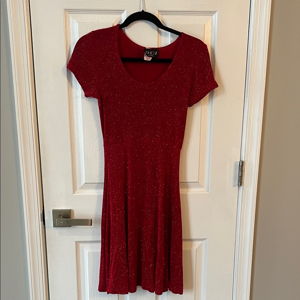 Vintage 90s Red Sparkle Dress Sz M